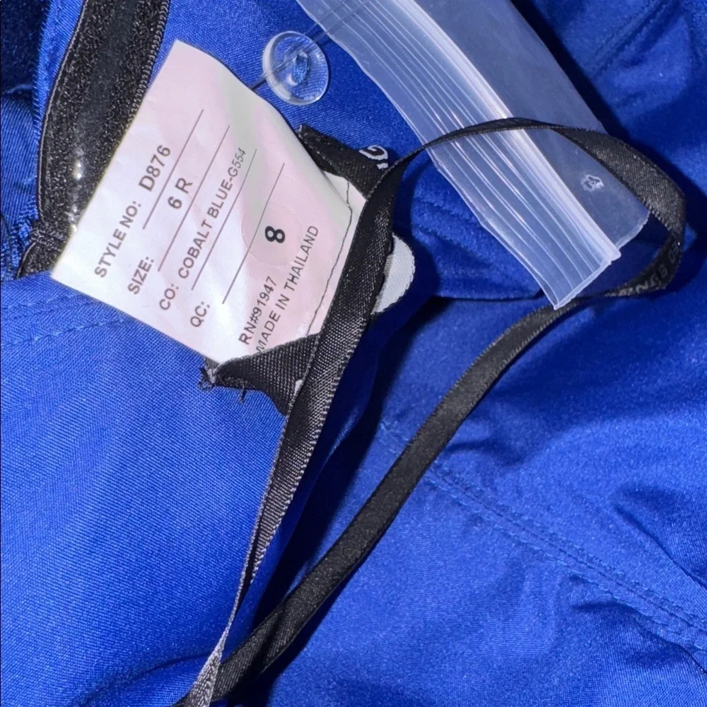 NEW Alfred Sung Strapless Satin Twill Column Gown w/ Removable Train sz 6 Blue - Picture 7 of 8